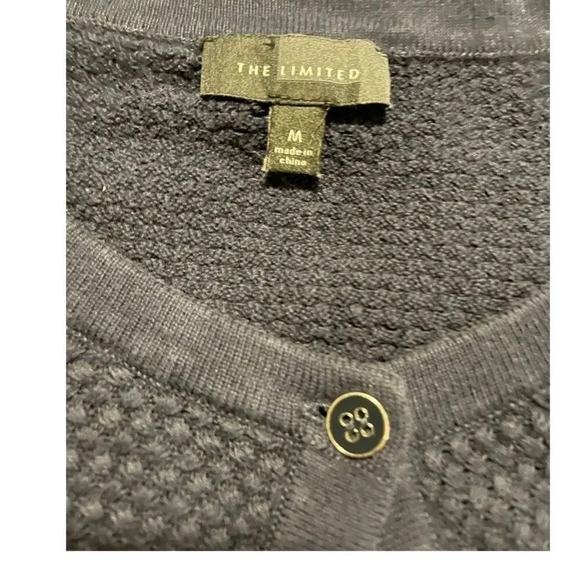 The Limited Women’s‎ Medium Navy Blue Open/Loose Knit 3/4 Sleeve Cardigan - Picture 4 of 4